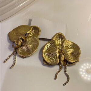 Orchid Gold Statement Earrings